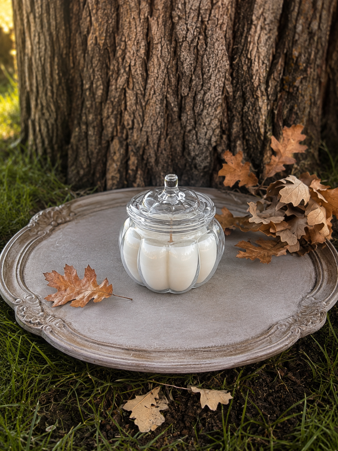Pumpkin + Cream Mini Glass Pumpkin