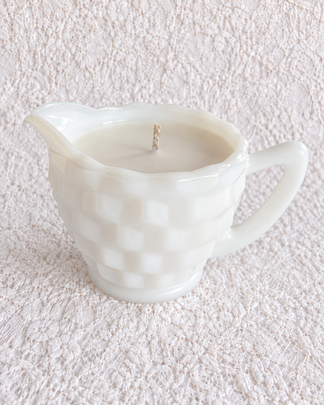Vintage Milk Glass Creamer Candle